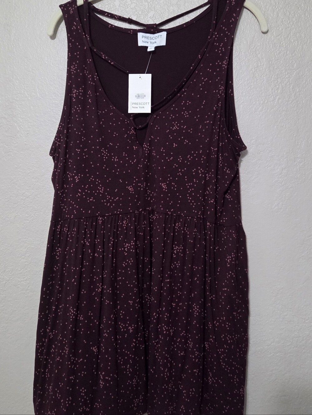 Women's Wine Polka Dot Strappy Dress